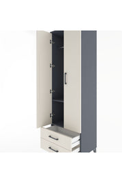 Hyperion Dolap 2 Raflı 2 Çekmeceli Tek Askılı 60x44x195 Antrasit-Aytaşı