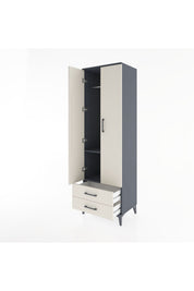 Hyperion Dolap 2 Raflı 2 Çekmeceli Tek Askılı 60x44x195 Antrasit-Aytaşı