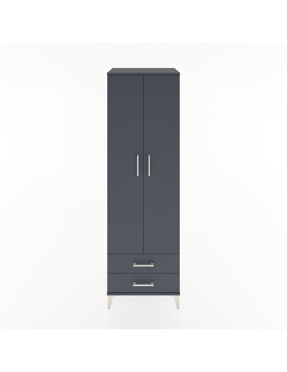 Hyperion Dolap 2 Raflı 2 Çekmeceli Tek Askılı 60x44x195 Antrasit-Antrasit