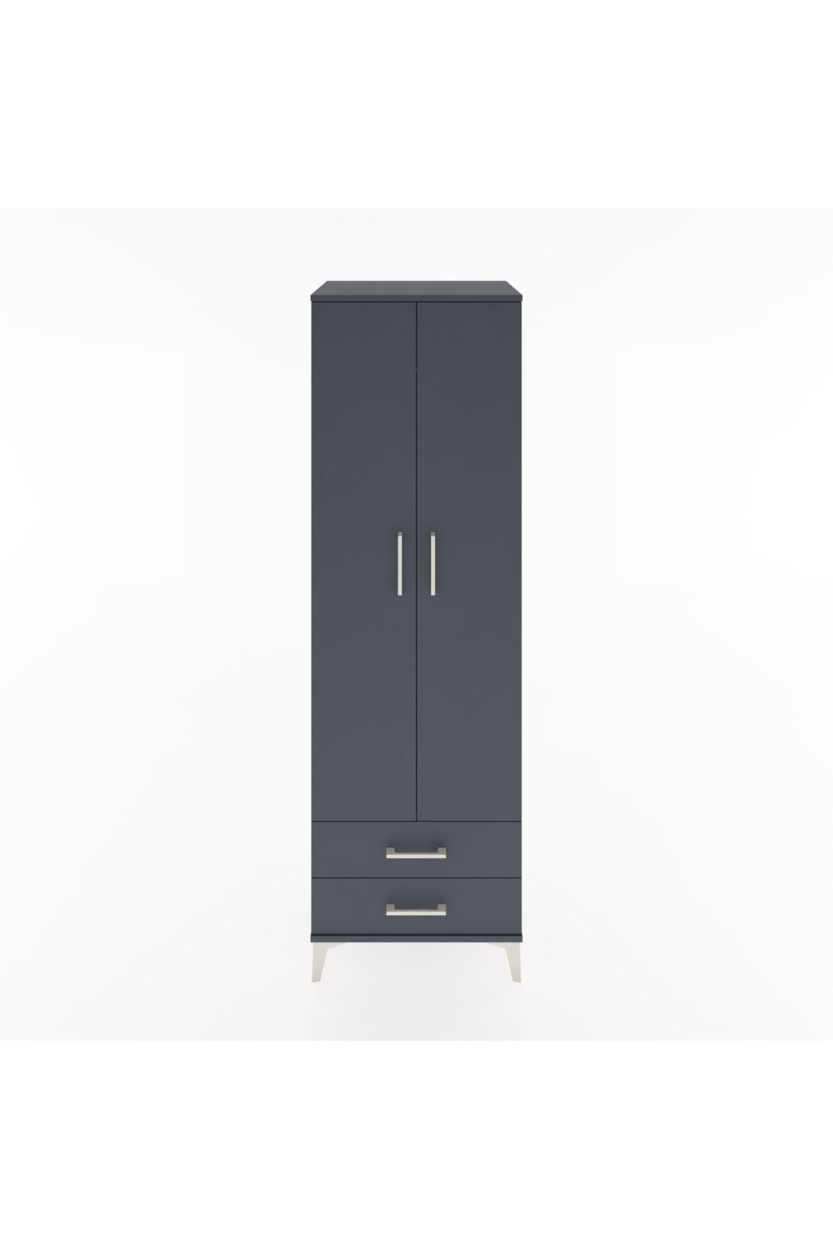 Hyperion Dolap 2 Raflı 2 Çekmeceli Tek Askılı 60x44x195 Antrasit-Antrasit