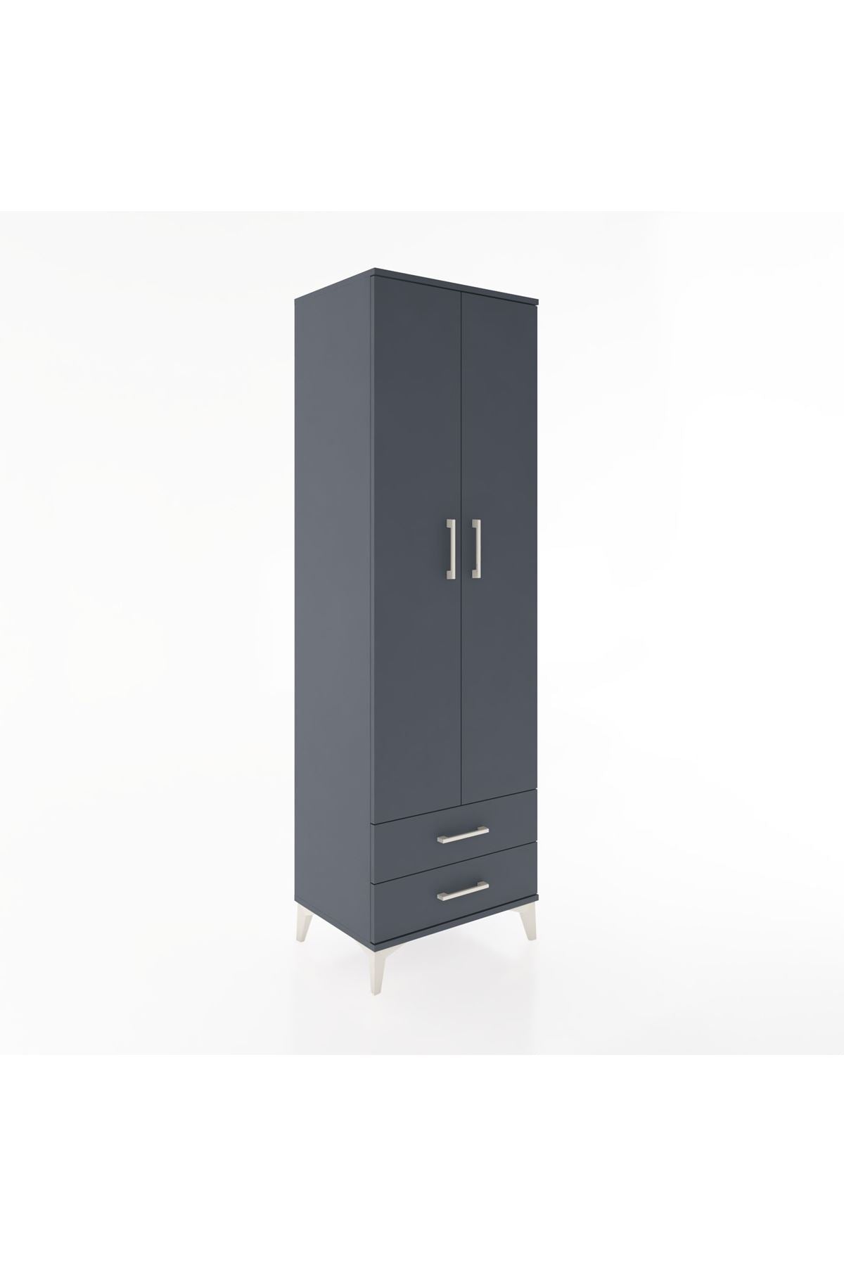 Hyperion Dolap 2 Raflı 2 Çekmeceli Tek Askılı 60x44x195 Antrasit-Antrasit