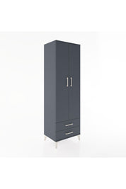 Hyperion Dolap 2 Raflı 2 Çekmeceli Tek Askılı 60x44x195 Antrasit-Antrasit