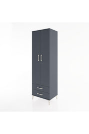 Hyperion Dolap 2 Raflı 2 Çekmeceli Tek Askılı 60x44x195 Antrasit-Antrasit
