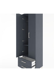 Hyperion Dolap 2 Raflı 2 Çekmeceli Tek Askılı 60x44x195 Antrasit-Antrasit