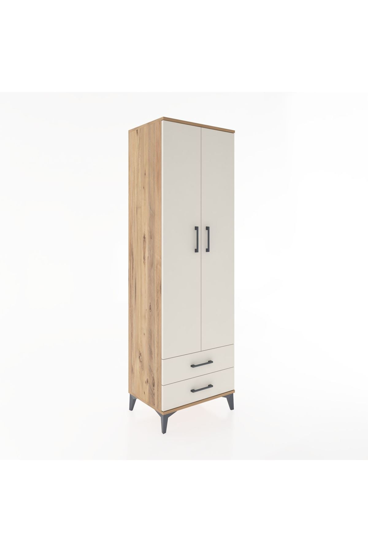 Hyperion Dolap 2 Raflı 2 Çekmeceli Tek Askılı 60x44x195 Çam-Aytaşı