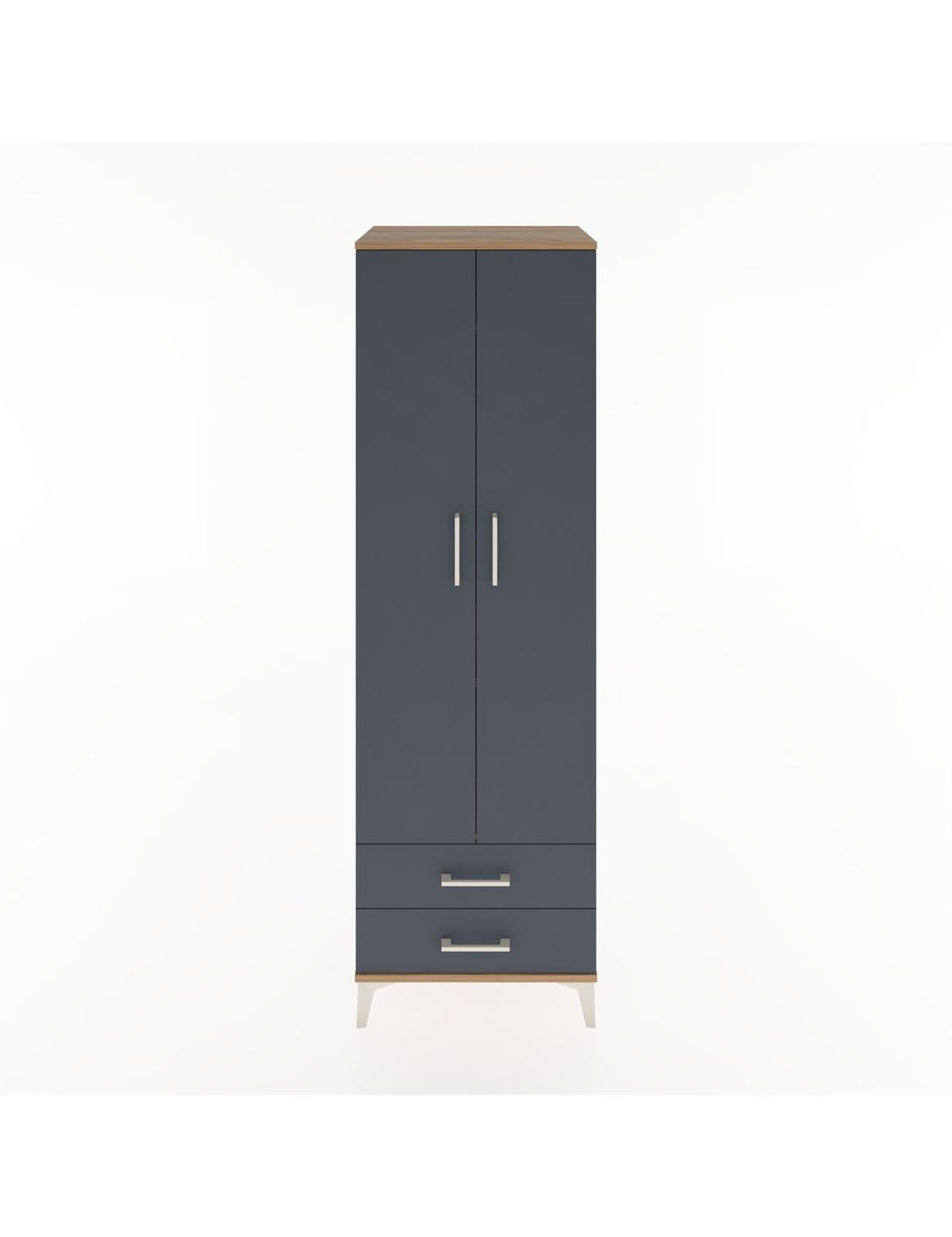 Hyperion Dolap 2 Raflı 2 Çekmeceli Tek Askılı 60x44x195 Çam-Antrasit