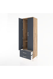 Hyperion Dolap 2 Raflı 2 Çekmeceli Tek Askılı 60x44x195 Çam-Antrasit