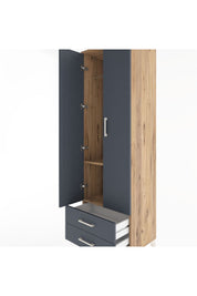 Hyperion Dolap 2 Raflı 2 Çekmeceli Tek Askılı 60x44x195 Çam-Antrasit