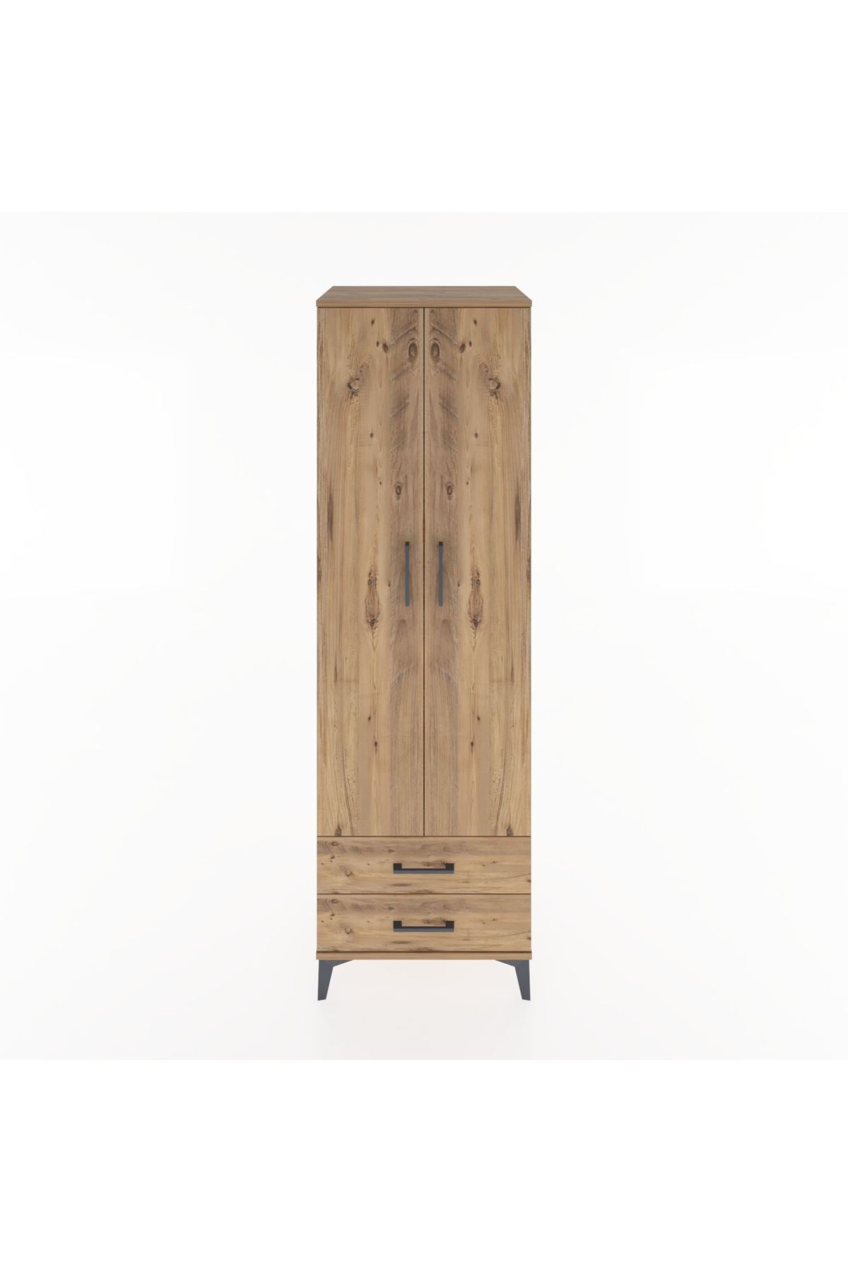 Hyperion Dolap 2 Raflı 2 Çekmeceli Tek Askılı 60x44x195 Çam-Çam