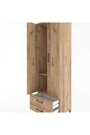 Hyperion Dolap 2 Raflı 2 Çekmeceli Tek Askılı 60x44x195 Çam-Çam