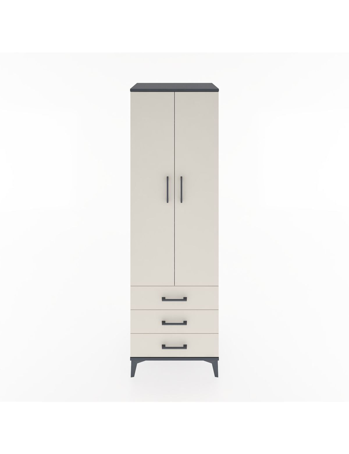 Hyperion Dolap 2 Raflı 3 Çekmeceli Tek Askılı 60x44x195 Antrasit-Aytaşı