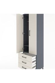 Hyperion Dolap 2 Raflı 3 Çekmeceli Tek Askılı 60x44x195 Antrasit-Aytaşı