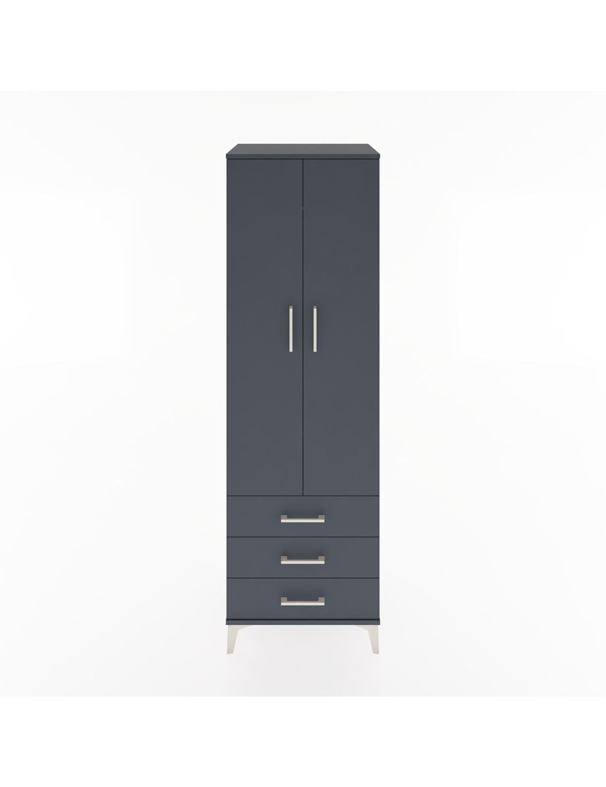 Hyperion Dolap 2 Raflı 3 Çekmeceli Tek Askılı 60x44x195 Antrasit-Antrasit