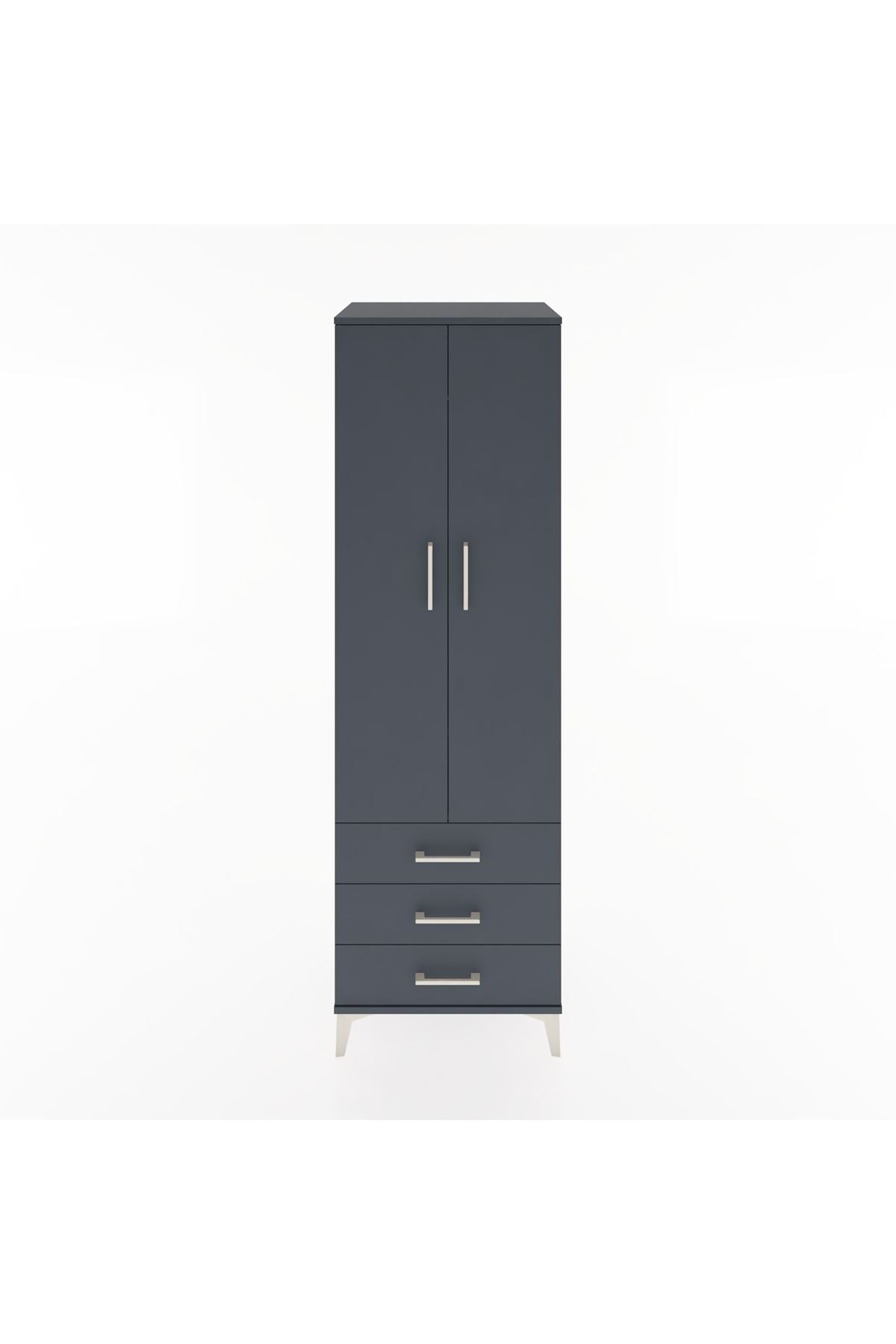 Hyperion Dolap 2 Raflı 3 Çekmeceli Tek Askılı 60x44x195 Antrasit-Antrasit