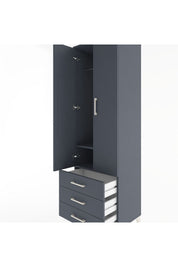 Hyperion Dolap 2 Raflı 3 Çekmeceli Tek Askılı 60x44x195 Antrasit-Antrasit