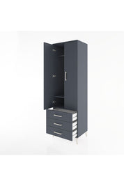 Hyperion Dolap 2 Raflı 3 Çekmeceli Tek Askılı 60x44x195 Antrasit-Antrasit