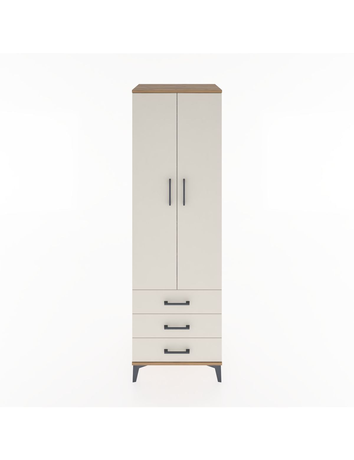 Hyperion Dolap 2 Raflı 3 Çekmeceli Tek Askılı 60x44x195 Çam-Aytaşı