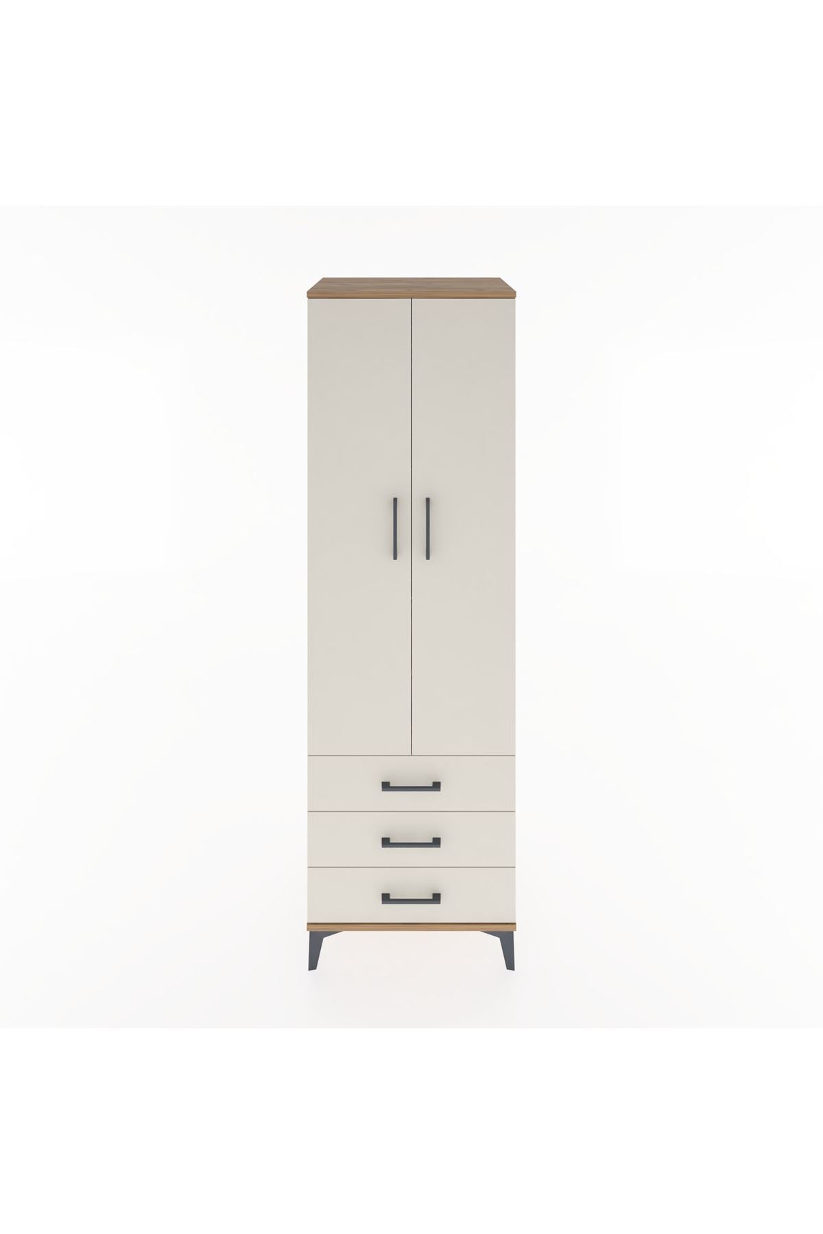 Hyperion Dolap 2 Raflı 3 Çekmeceli Tek Askılı 60x44x195 Çam-Aytaşı