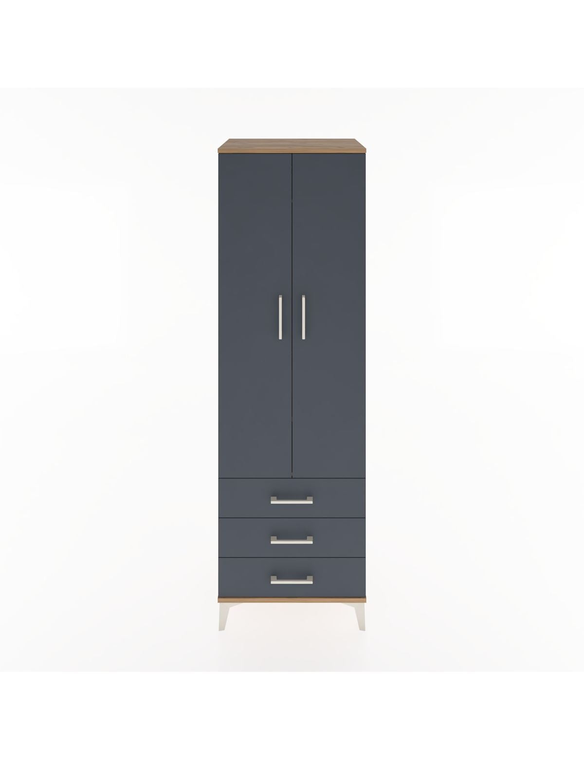 Hyperion Dolap 2 Raflı 3 Çekmeceli Tek Askılı 60x44x195 Çam-Antrasit