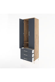 Hyperion Dolap 2 Raflı 3 Çekmeceli Tek Askılı 60x44x195 Çam-Antrasit