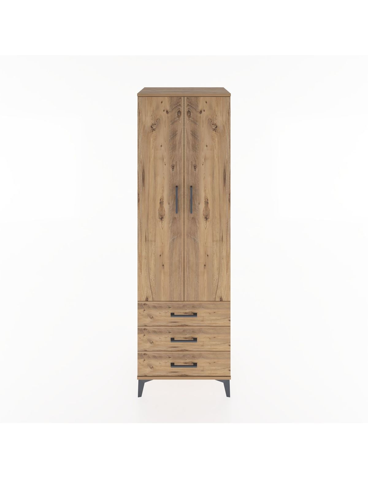 Hyperion Dolap 2 Raflı 3 Çekmeceli Tek Askılı 60x44x195 Çam-Çam