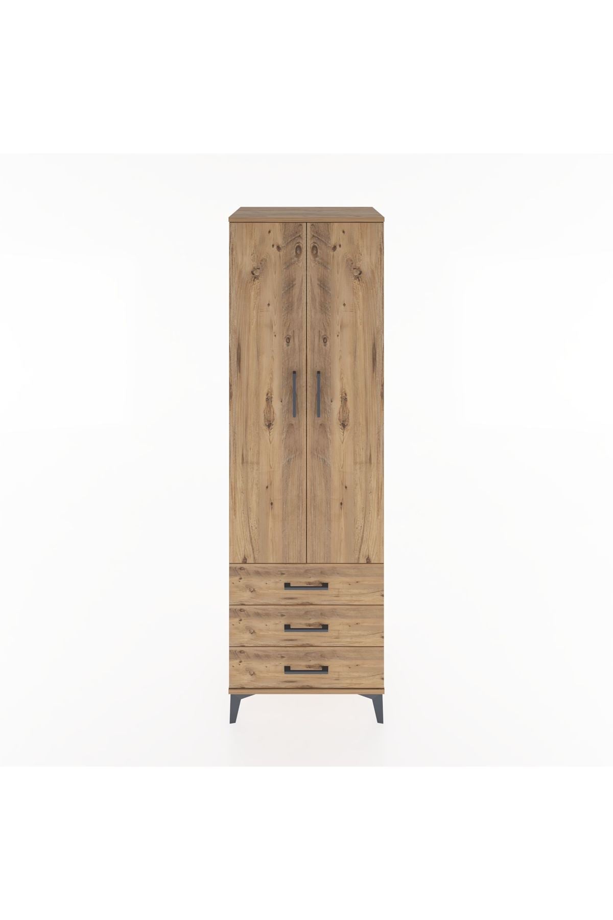 Hyperion Dolap 2 Raflı 3 Çekmeceli Tek Askılı 60x44x195 Çam-Çam