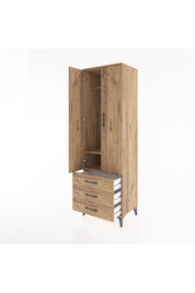 Hyperion Dolap 2 Raflı 3 Çekmeceli Tek Askılı 60x44x195 Çam-Çam