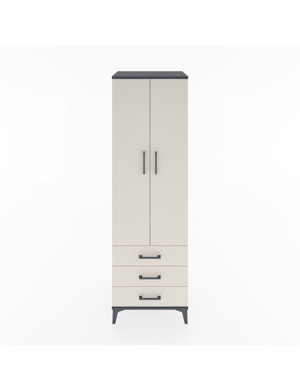 Hyperion Dolap 4 Raflı 3 Çekmeceli 2 Kapaklı 60x44x195 Antrasit-Aytaşı