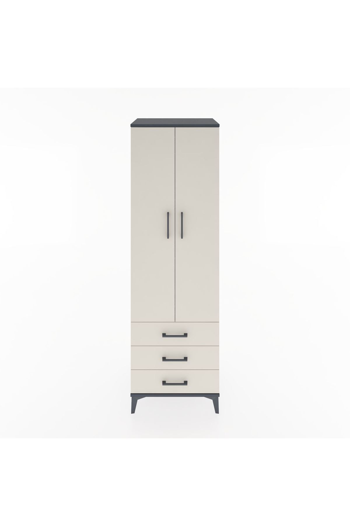 Hyperion Dolap 4 Raflı 3 Çekmeceli 2 Kapaklı 60x44x195 Antrasit-Aytaşı