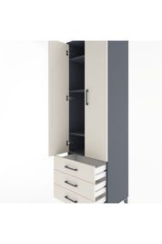 Hyperion Dolap 4 Raflı 3 Çekmeceli 2 Kapaklı 60x44x195 Antrasit-Aytaşı