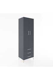 Hyperion Dolap 4 Raflı 3 Çekmeceli 2 Kapaklı 60x44x195 Antrasit-Antrasit