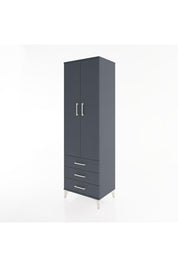 Hyperion Dolap 4 Raflı 3 Çekmeceli 2 Kapaklı 60x44x195 Antrasit-Antrasit