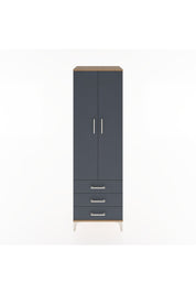 Hyperion Dolap 4 Raflı 3 Çekmeceli 2 Kapaklı 60x44x195 Çam-Antrasit