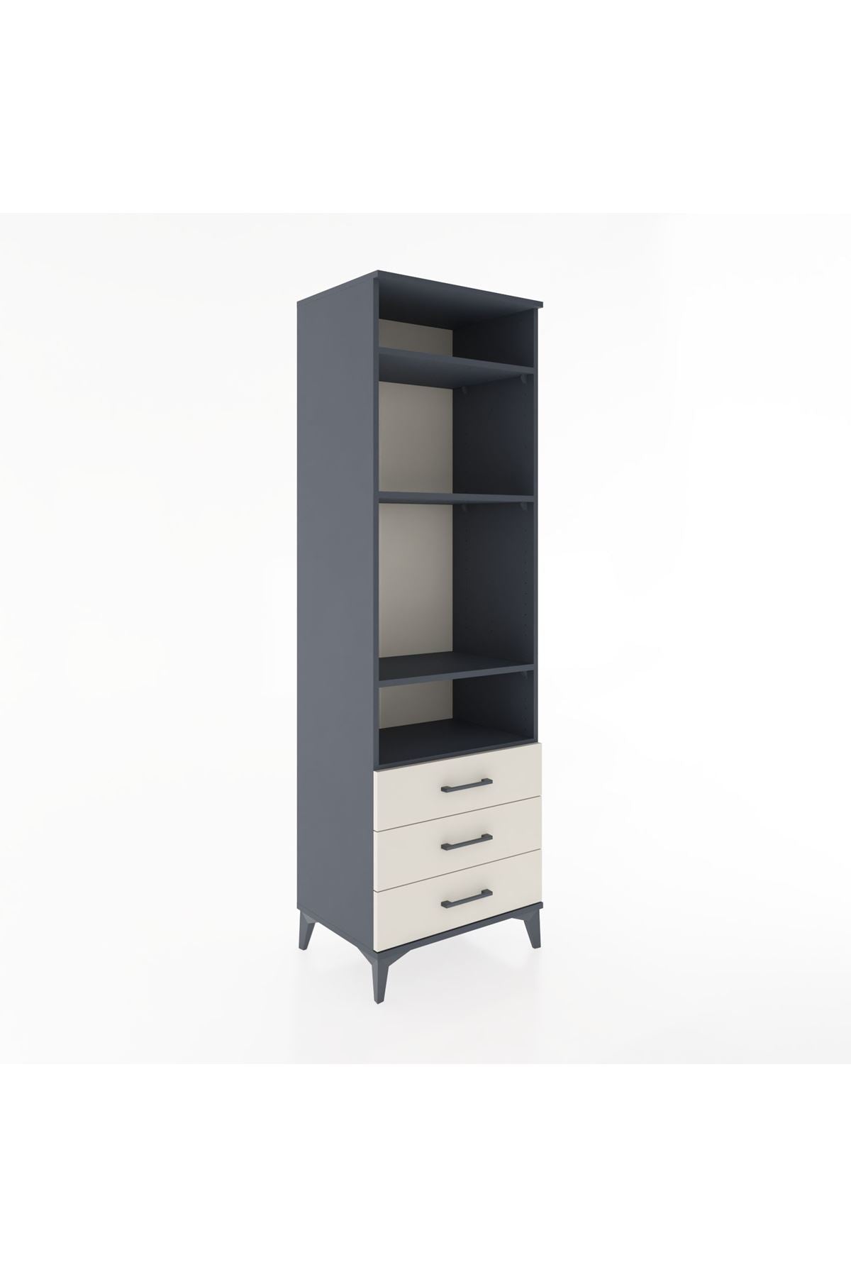 Hyperion Dolap 4 Raflı 3 Çekmeceli 60x44x195 Antrasit-Aytaşı