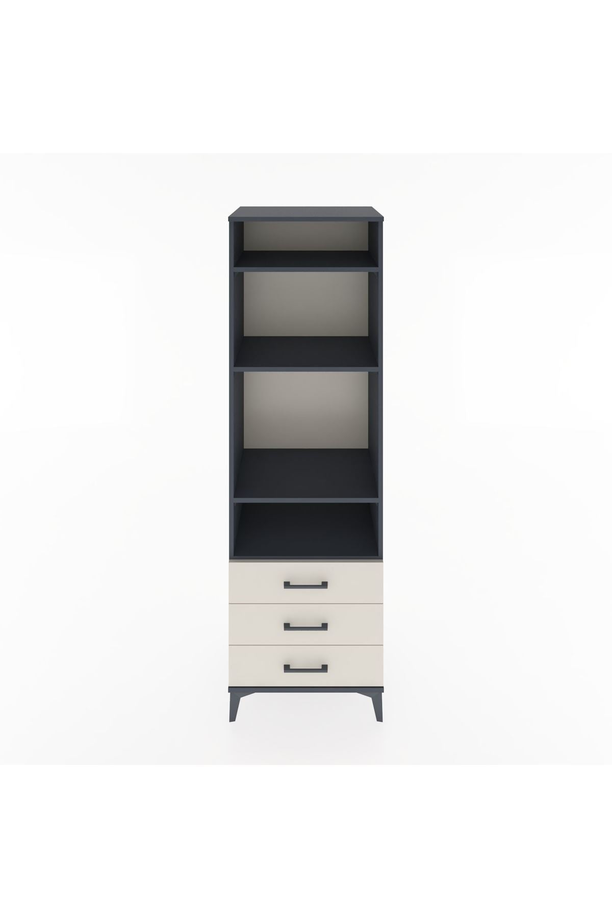 Hyperion Dolap 4 Raflı 3 Çekmeceli 60x44x195 Antrasit-Aytaşı