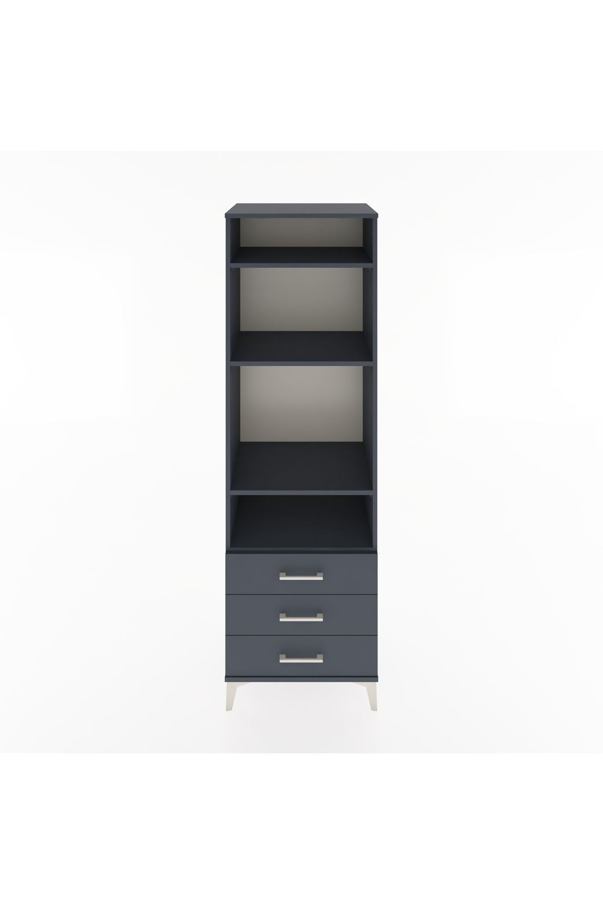 Hyperion Dolap 4 Raflı 3 Çekmeceli 60x44x195 Antrasit-Antrasit