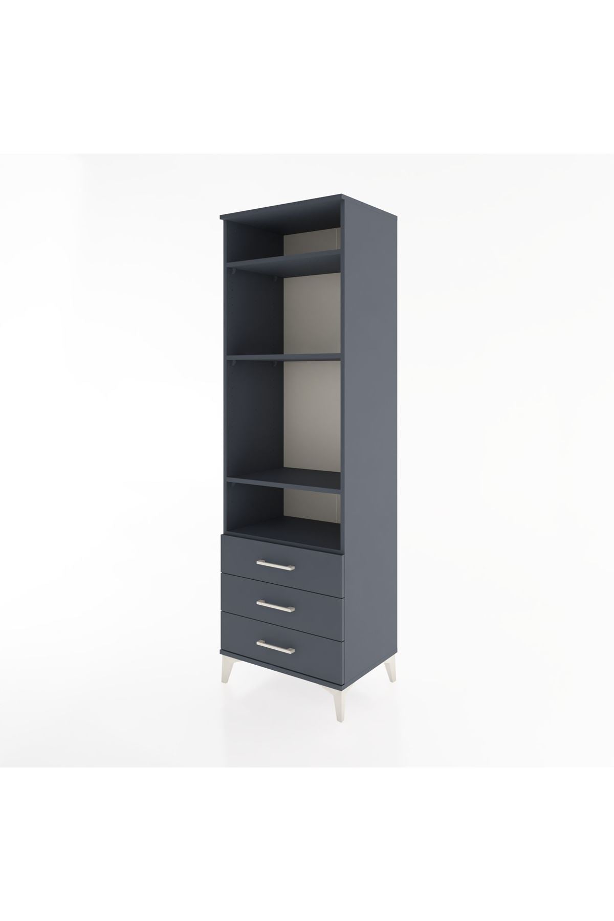 Hyperion Dolap 4 Raflı 3 Çekmeceli 60x44x195 Antrasit-Antrasit