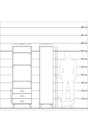 Hyperion Dolap 4 Raflı 3 Çekmeceli 60x44x195 Antrasit-Antrasit