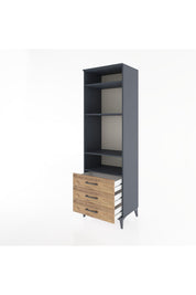 Hyperion Dolap 4 Raflı 3 Çekmeceli 60x44x195 Antrasit-Çam