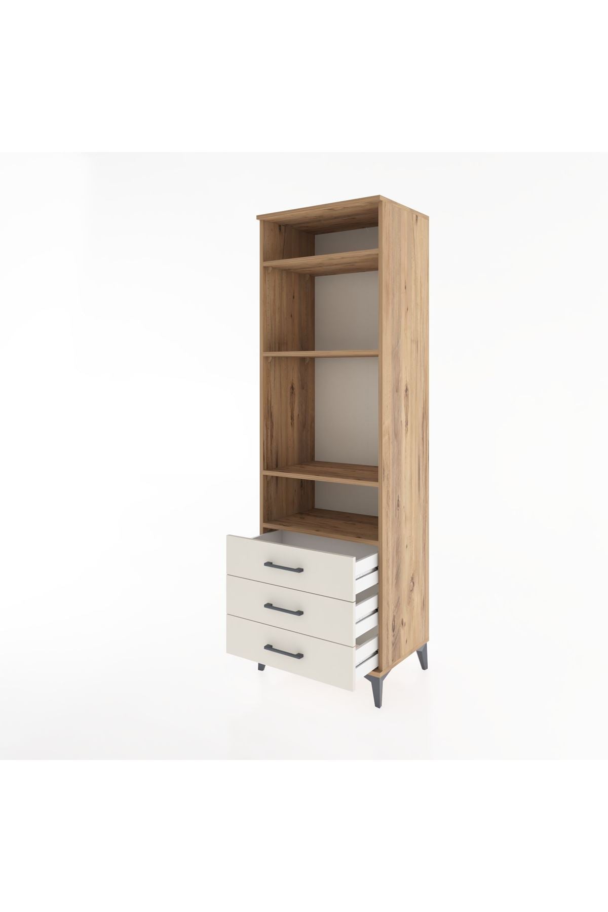 Hyperion Dolap 4 Raflı 3 Çekmeceli 60x44x195 Çam-Aytaşı