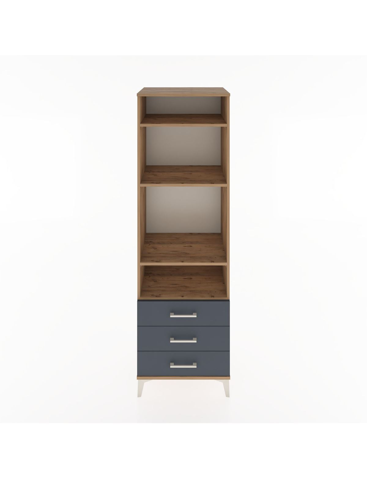 Hyperion Dolap 4 Raflı 3 Çekmeceli 60x44x195 Çam-Antrasit