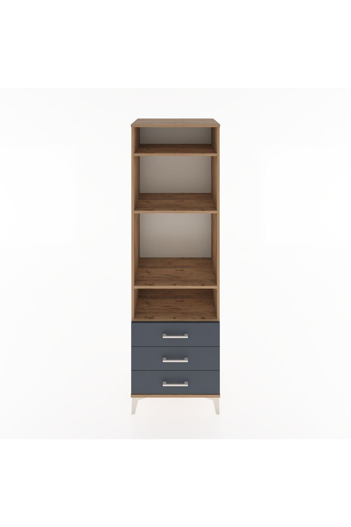 Hyperion Dolap 4 Raflı 3 Çekmeceli 60x44x195 Çam-Antrasit