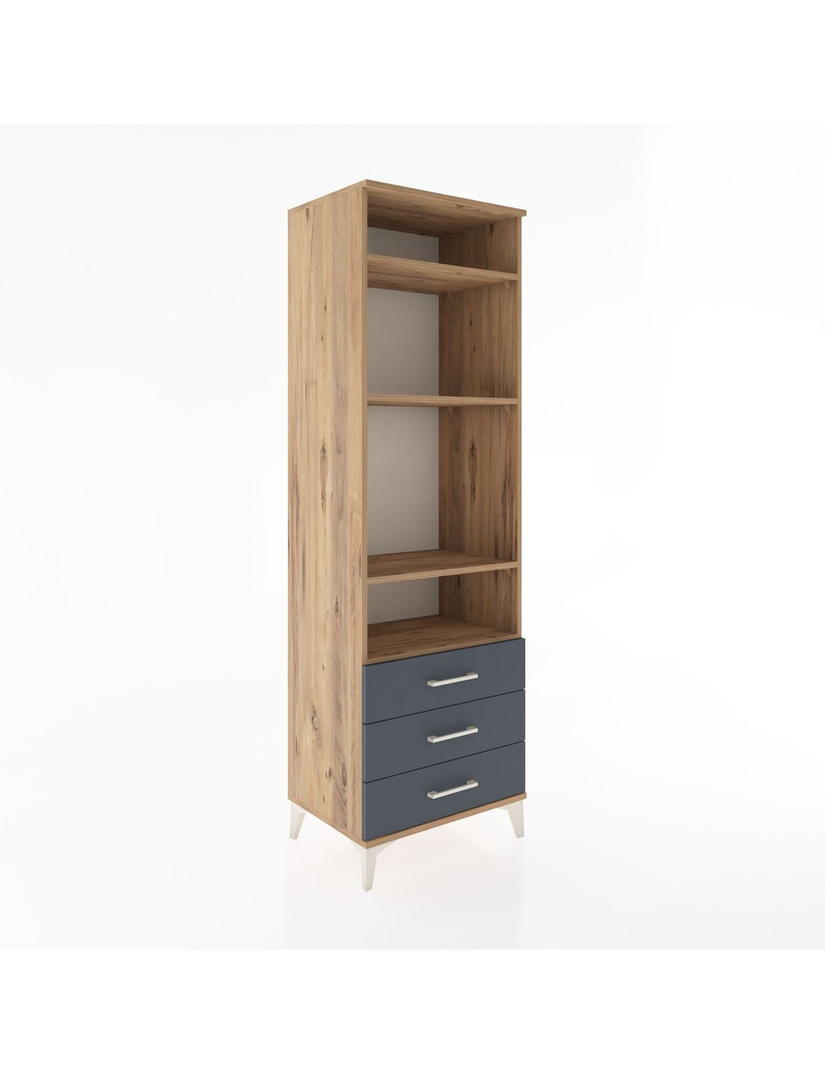 Hyperion Dolap 4 Raflı 3 Çekmeceli 60x44x195 Çam-Antrasit