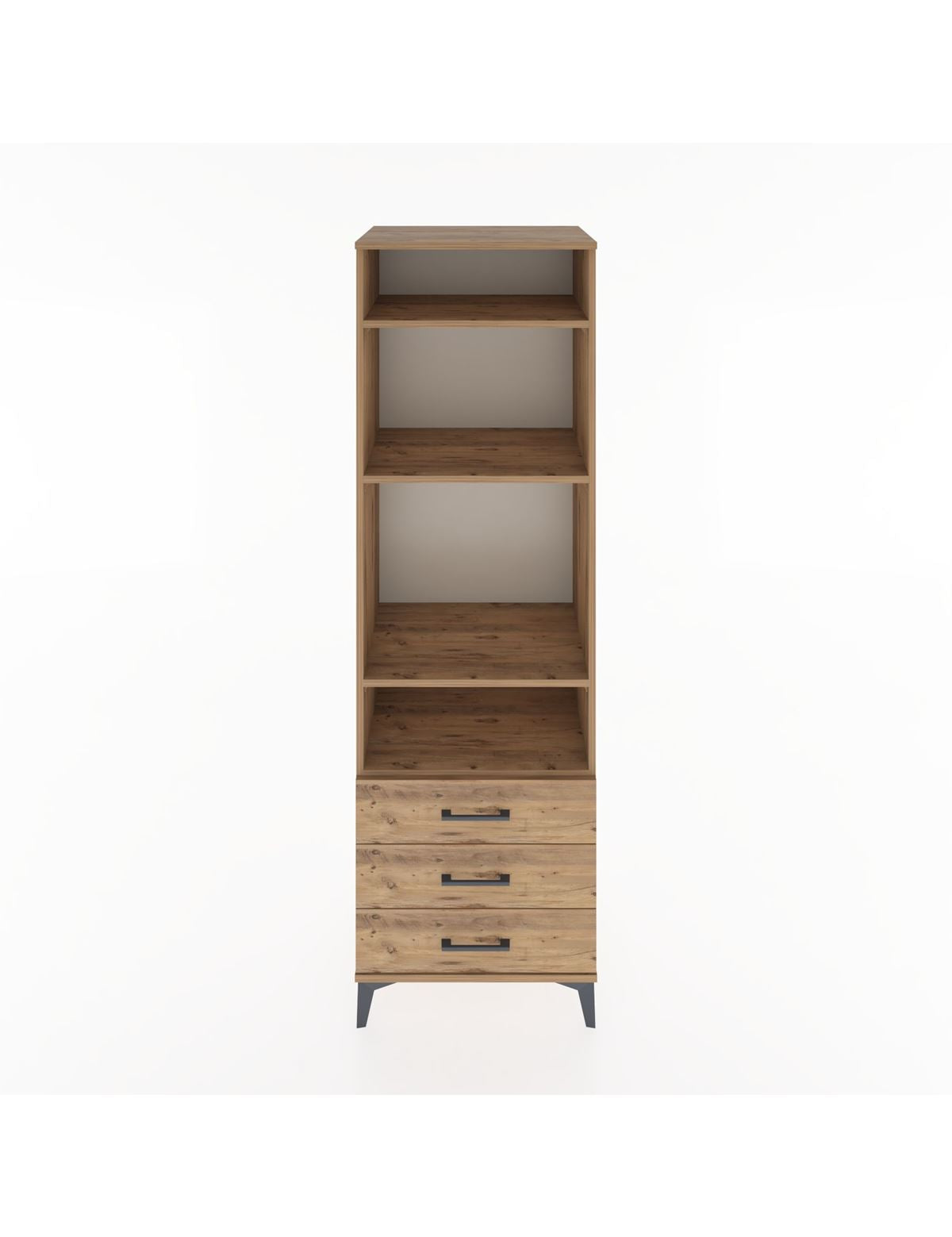 Hyperion Dolap 4 Raflı 3 Çekmeceli 60x44x195 Çam-Çam