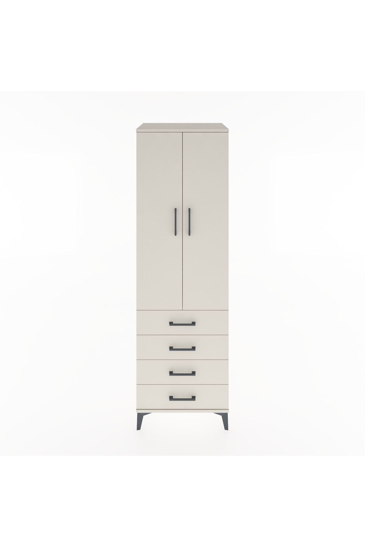 Hyperion Dolap Tek Raflı 4 Çekmeceli Tek Askılı 60x44x195 Aytaşı-Aytaşı