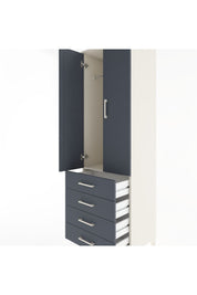 Hyperion Dolap Tek Raflı 4 Çekmeceli Tek Askılı 60x44x195 Aytaşı-Antrasit