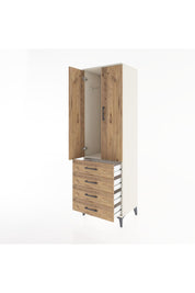 Hyperion Dolap Tek Raflı 4 Çekmeceli Tek Askılı 60x44x195 Aytaşı-Çam