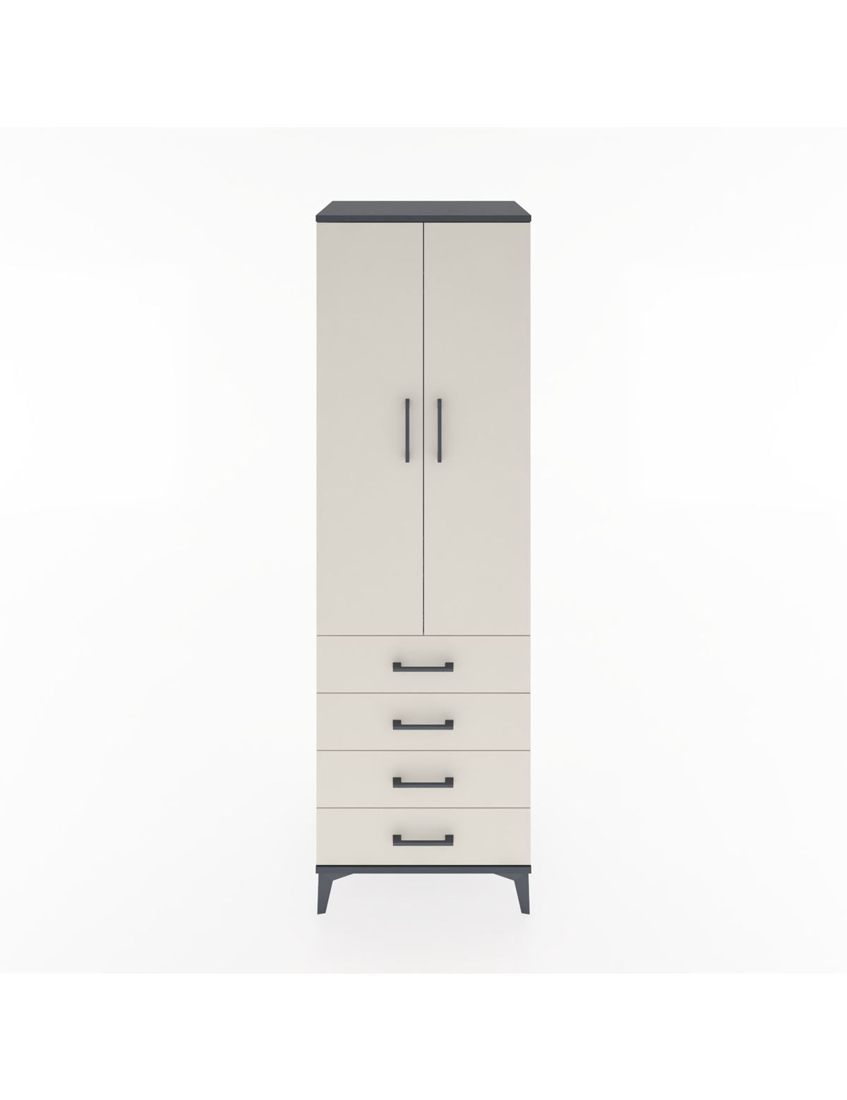 Hyperion Dolap Tek Raflı 4 Çekmeceli Tek Askılı 60x44x195 Antrasit-Aytaşı