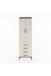 Hyperion Dolap Tek Raflı 4 Çekmeceli Tek Askılı 60x44x195 Antrasit-Aytaşı