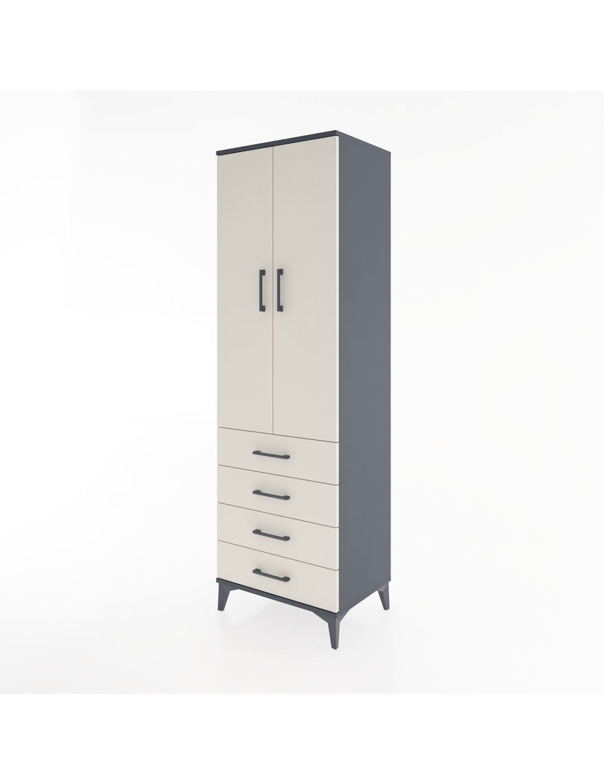 Hyperion Dolap Tek Raflı 4 Çekmeceli Tek Askılı 60x44x195 - S59M106V4B